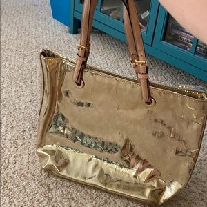 michael kors gold metallic handbag